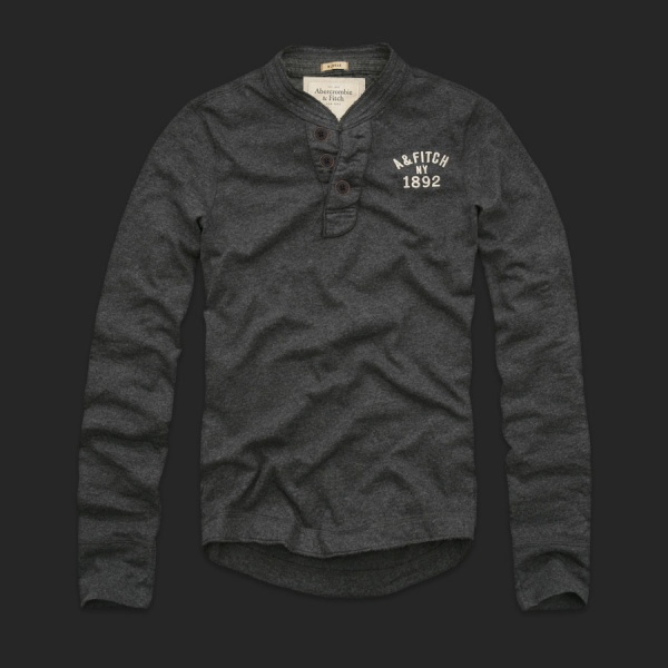 Abercrombie Fitch Hombres Ponte de pie de cuello Largo Remera AF6209